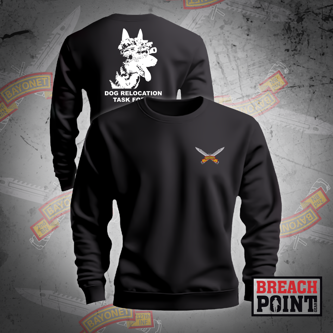 "BAYONET" B/2-327 Infantry Regiment - Sweatshirt (K9)