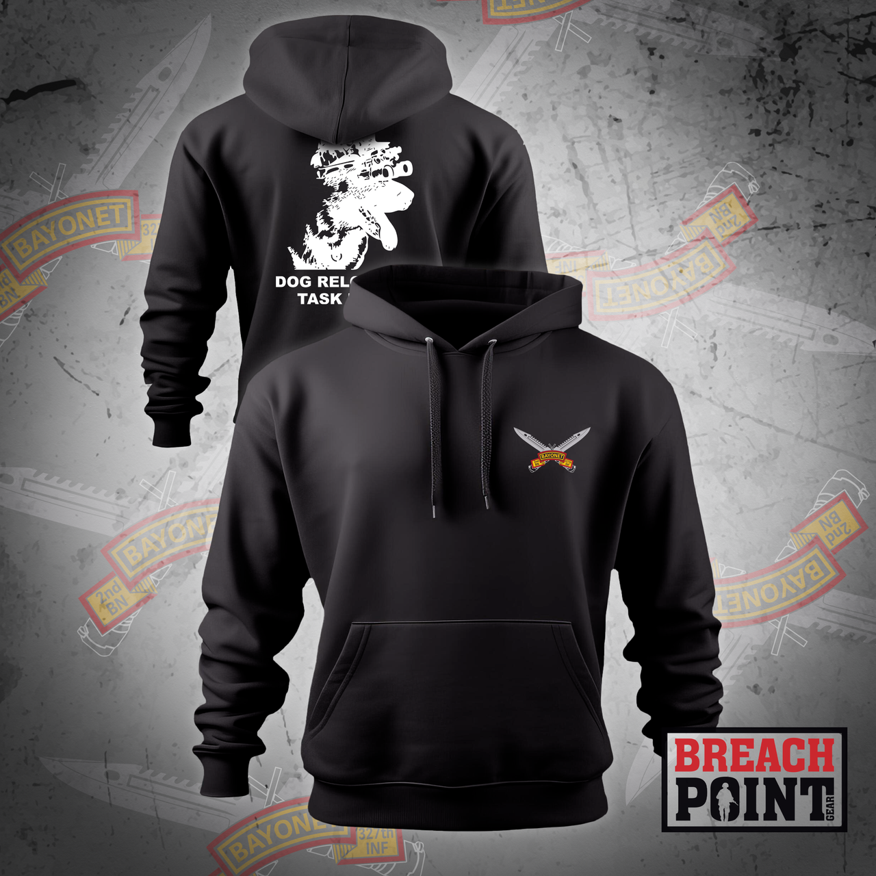 "BAYONET" B/2-327 Infantry Regiment - Hoodie (K9)