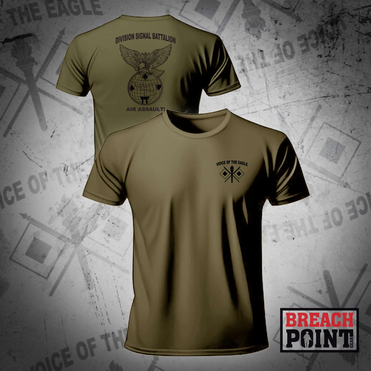 "VOICE OF THE EAGLE" 101st Division, Signal Battalion - Military Tee